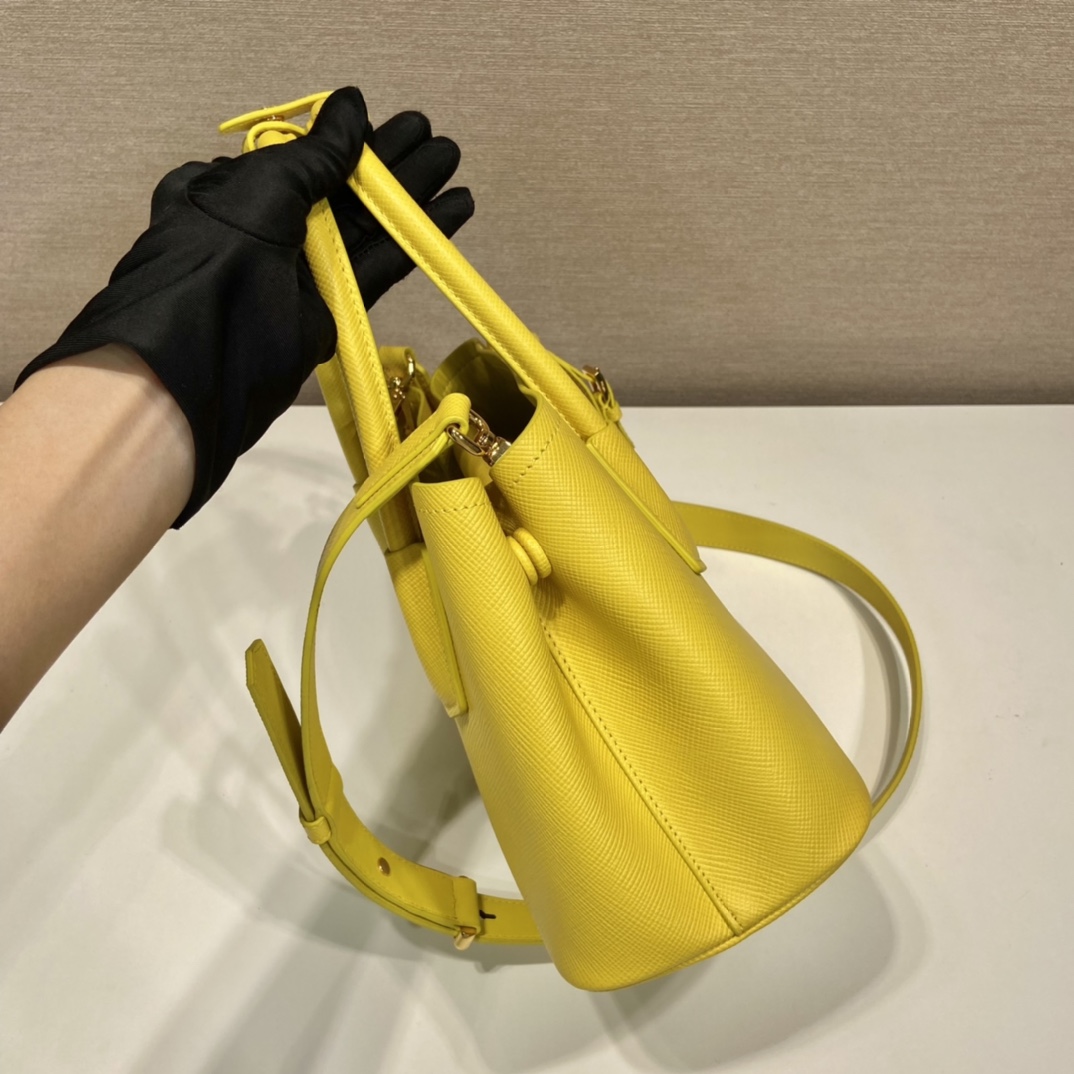 Prada Double Saffiano Leather Mini Bag Shoulder Bag Sunny Yellow 1BG443